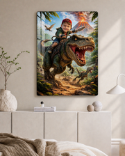 T-Rex Abenteuer – Personalisiertes Kinder-Metallposter