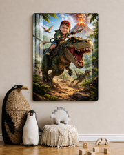 T-Rex Abenteuer – Personalisiertes Kinder-Metallposter